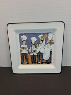 Brunelli Italy Ceramic Chef Plate Ceramic 10 x 10" Square Decorative Kitchen Art